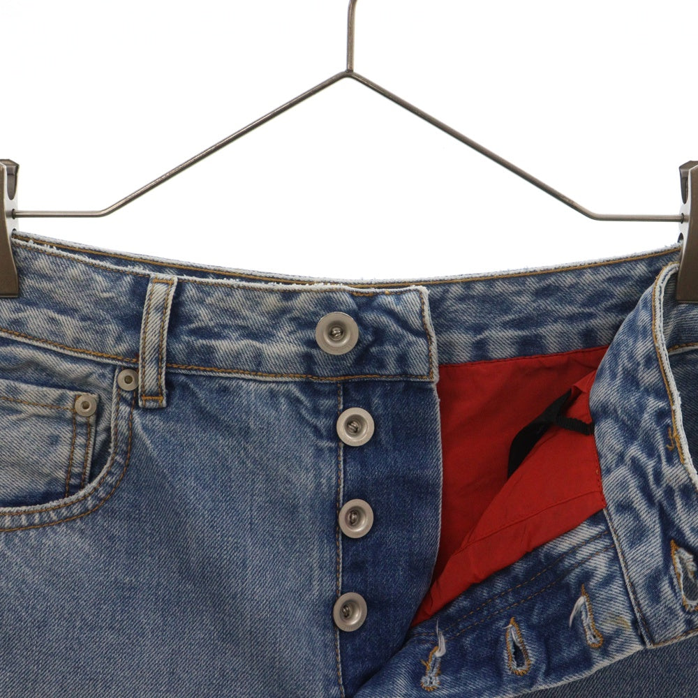 UNRAVEL PROJECT(アンレーベルプロジェクト) Blue Denim Deconstructed Skirt ブルーデニム デコンストラクト スカート レディース インディゴ/レッド