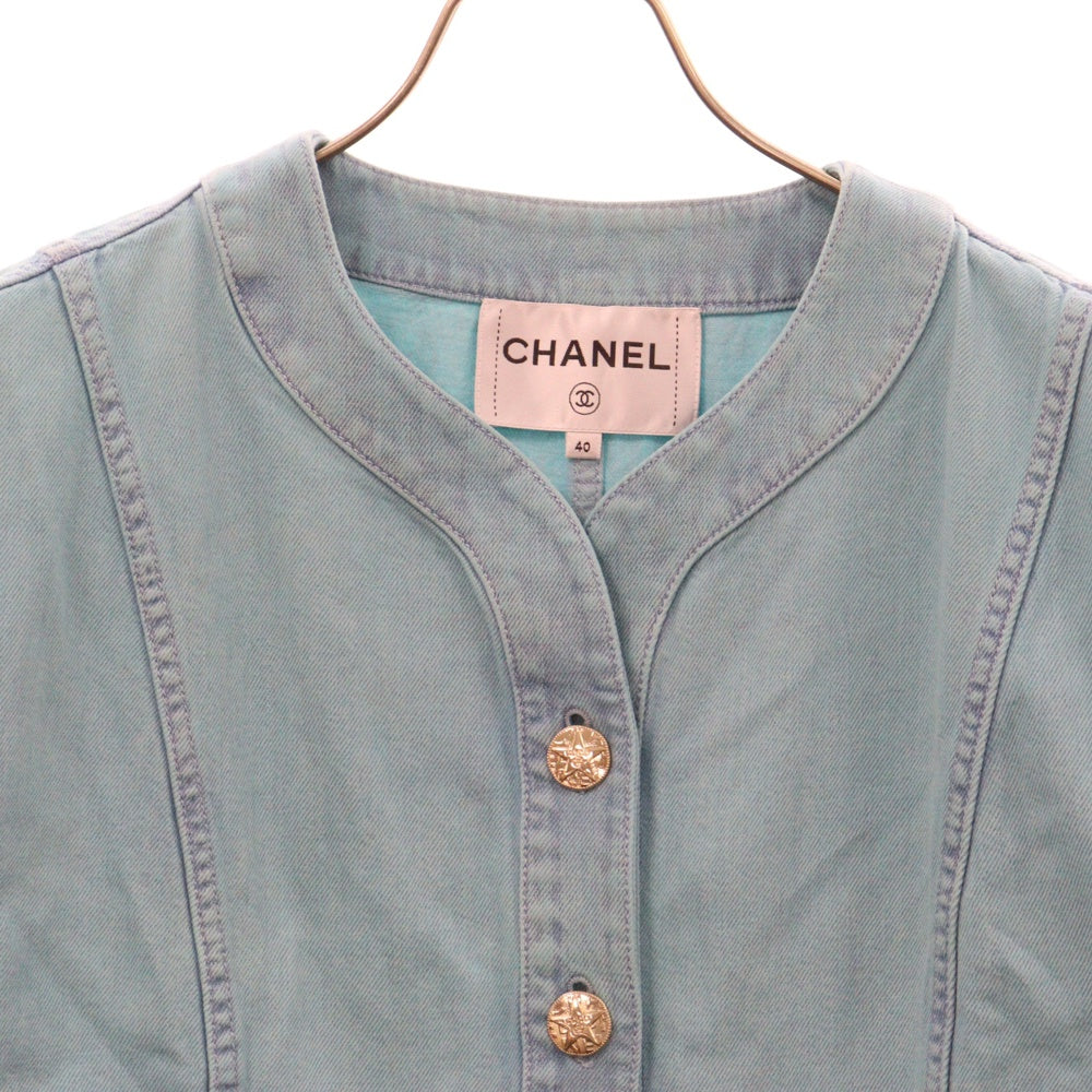 CHANEL(シャネル) スターボタン 長袖シャツ デニムジャケット ブルー レディース P70707V62122