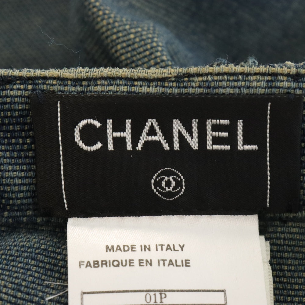 CHANEL(シャネル) ココボタン ジップフライ デニムスカート インディゴ レディース AH162