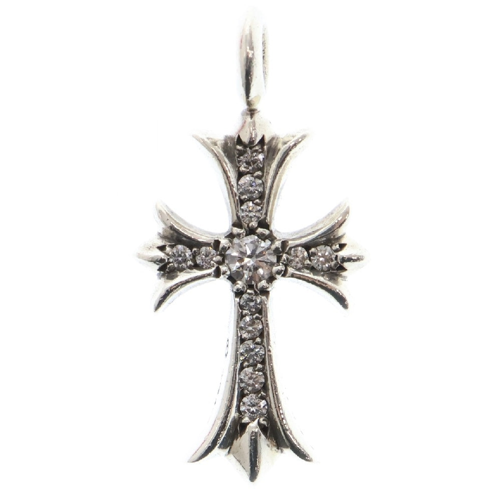 CHROME HEARTS(クロムハーツ) TNY CRSF P DMND タイニーファットクロス PAVEダイヤ ペンダント シルバーネックレストップ シルバー