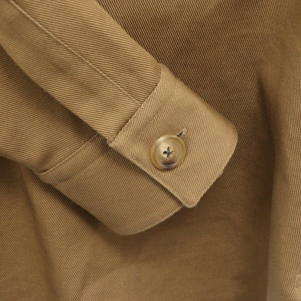 HERMES(エルメス) ノーカラー ハーフボタン 長袖シャツ キャメル