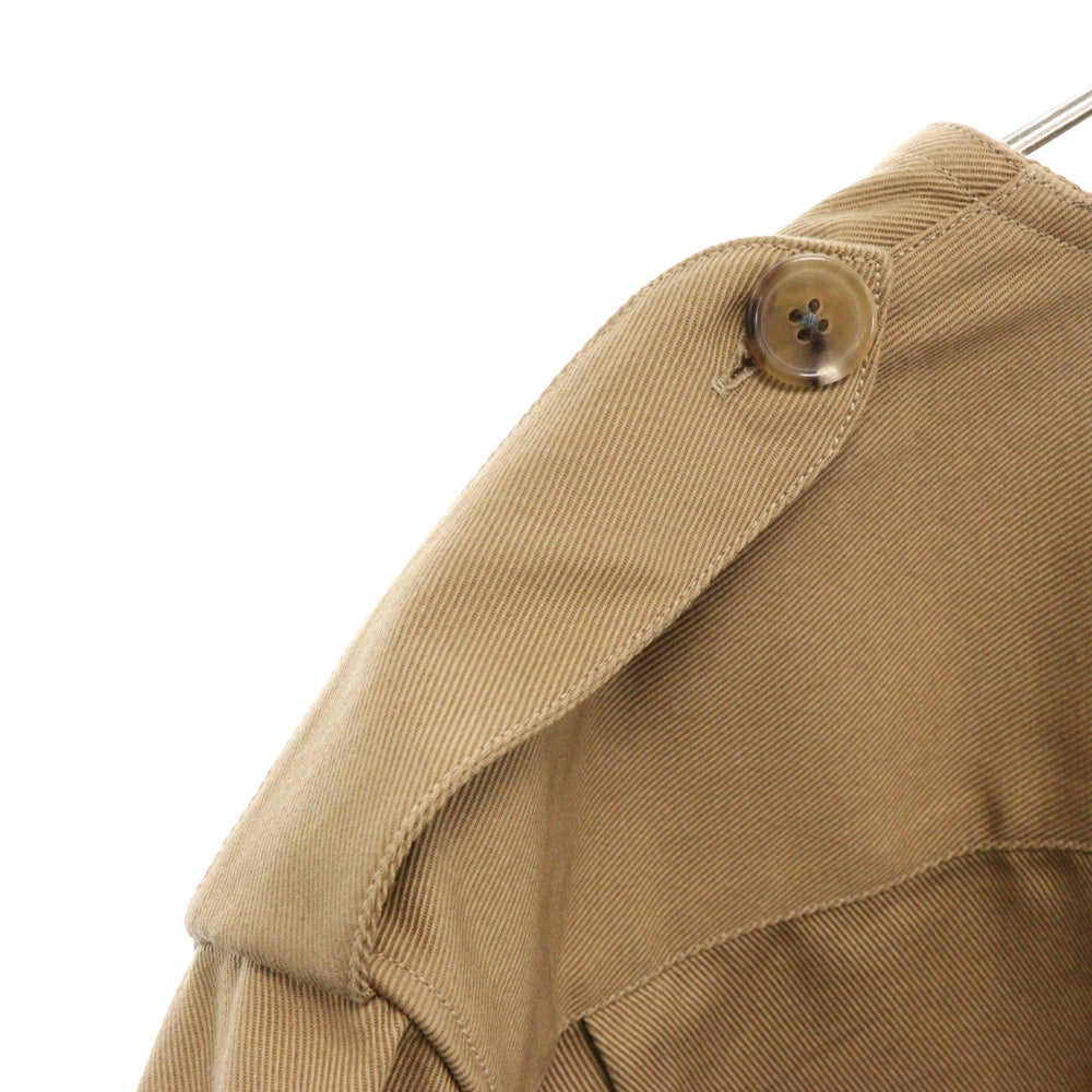 HERMES(エルメス) ノーカラー ハーフボタン 長袖シャツ キャメル