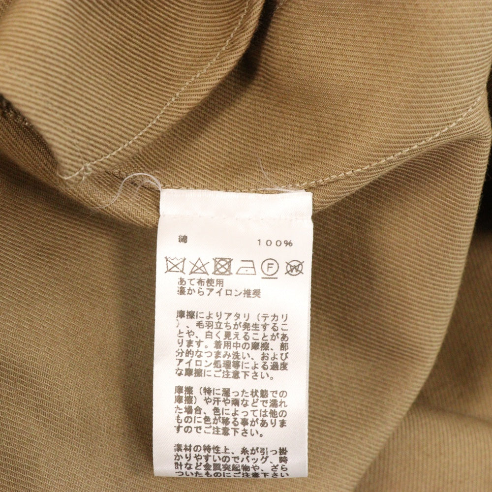 HERMES(エルメス) ノーカラー ハーフボタン 長袖シャツ キャメル