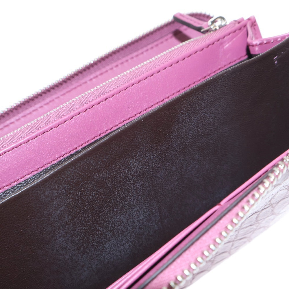 GUCCI(グッチ) クロコダイル ジップウォレット 長財布 ピンク