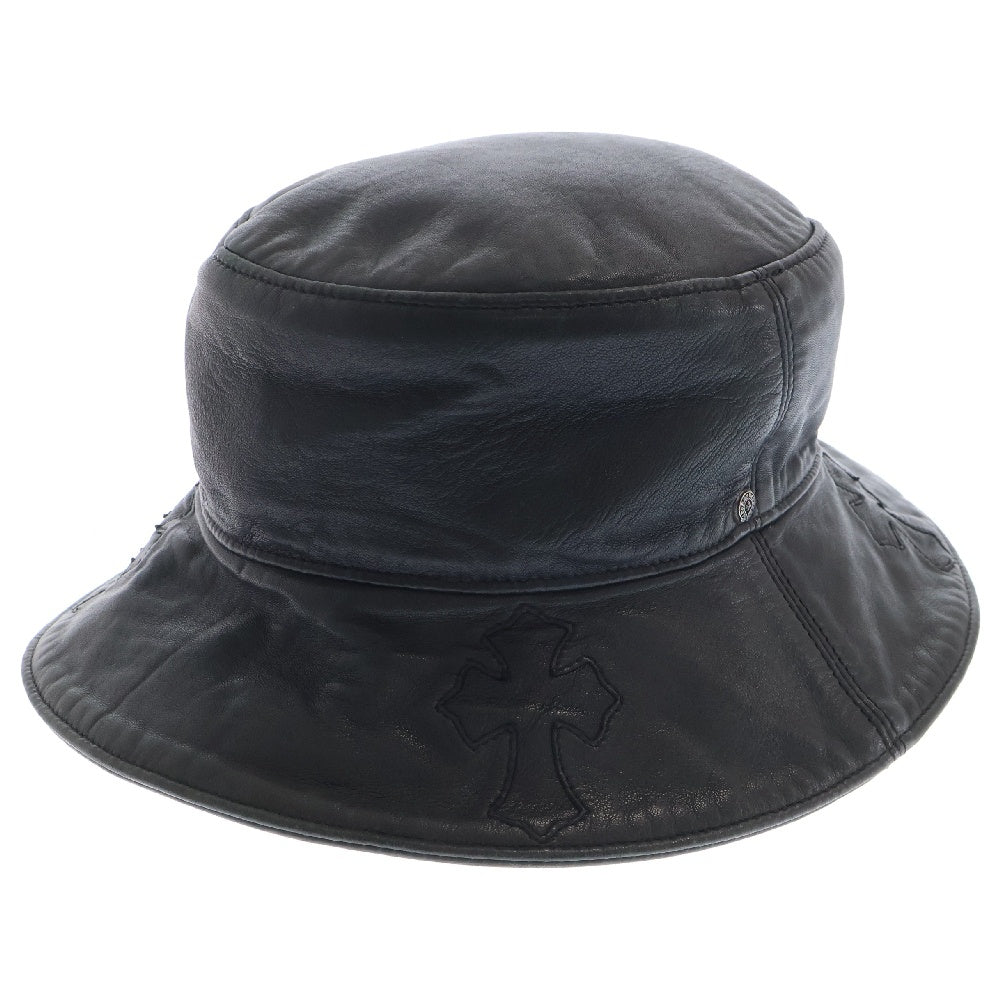 CHROME HEARTS(クロムハーツ) Cross Patch クロスパッチ レザーバケットハット ブラック
