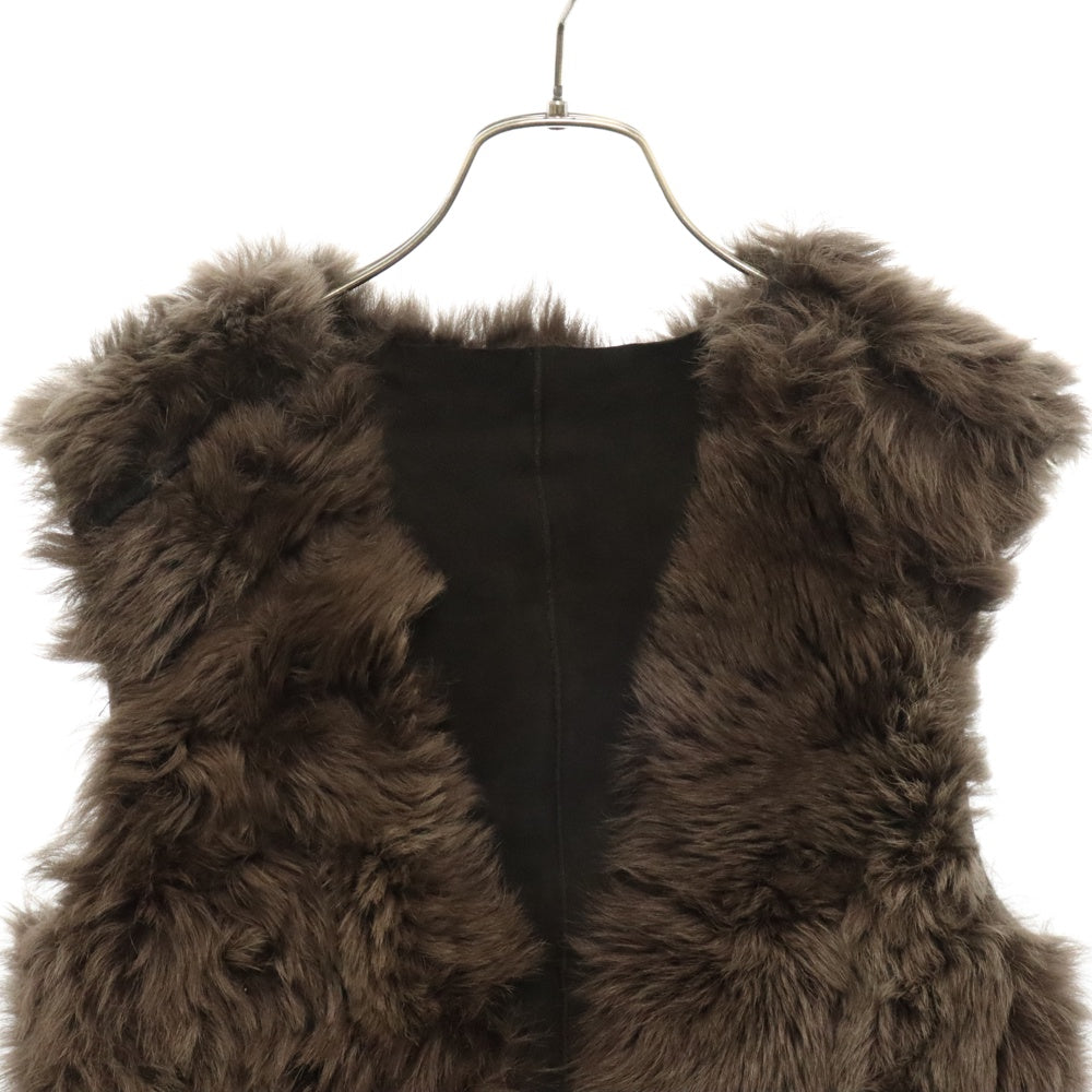 MARNI(マルニ) 10AW ラムレザー ムートン ファーベスト ジャケット ブラウン レディース W10GLMXI09MQYLM020