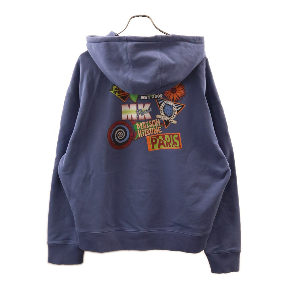 MAISON KITSUNE(メゾンキツネ) バックプリント コットンプルオーバーパーカー ブルー MM00709KM0001