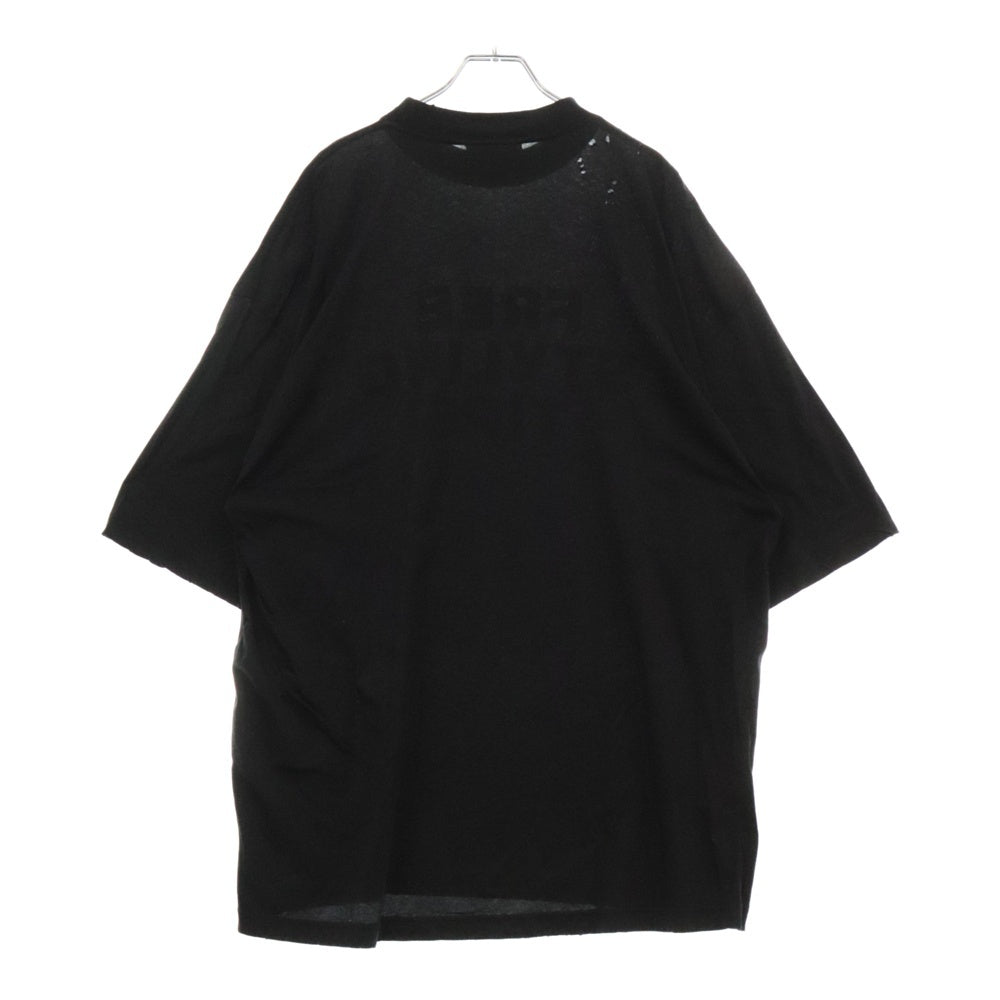 BALENCIAGA(バレンシアガ) 23SS Free Styling Tips Tee フロントロゴ プリントダメージ加工 半袖Tシャツカットソー ブラック 744439 TOVG2