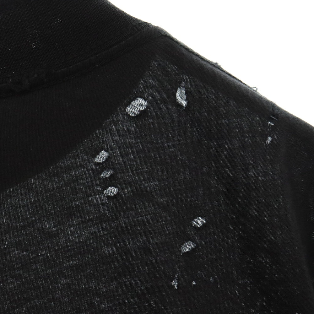 BALENCIAGA(バレンシアガ) 23SS Free Styling Tips Tee フロントロゴ プリントダメージ加工 半袖Tシャツカットソー ブラック 744439 TOVG2