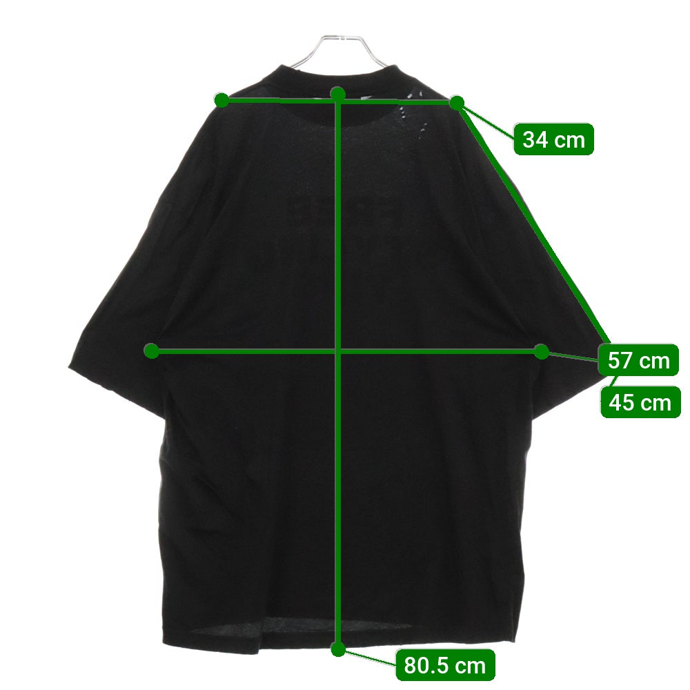BALENCIAGA(バレンシアガ) 23SS Free Styling Tips Tee フロントロゴ プリントダメージ加工 半袖Tシャツカットソー ブラック 744439 TOVG2