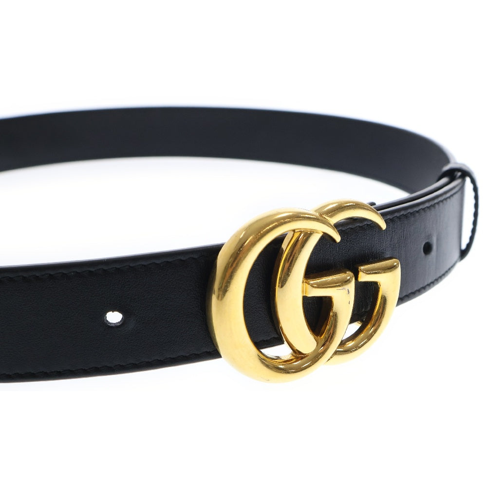 GUCCI(グッチ) Double G Buckle Textured Leather Belt ダブルGバックルレザーベルト ブラック/ゴールド