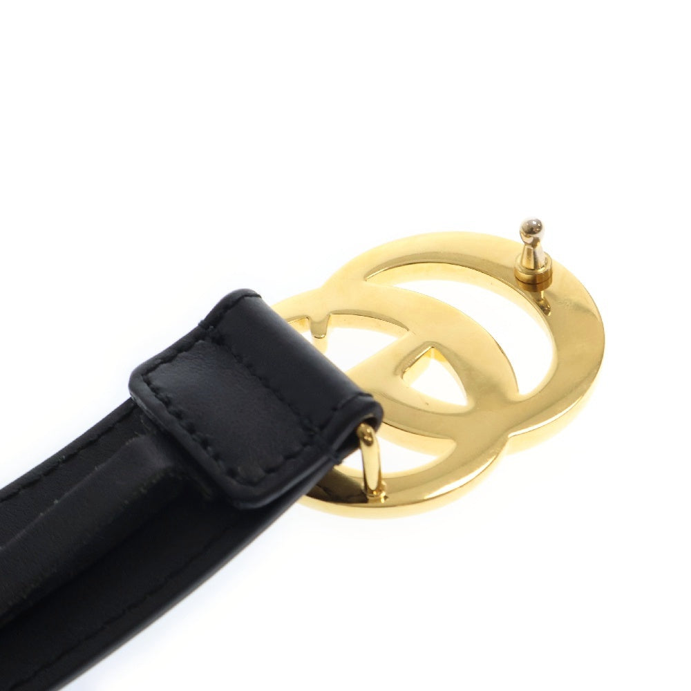 GUCCI(グッチ) Double G Buckle Textured Leather Belt ダブルGバックルレザーベルト ブラック/ゴールド