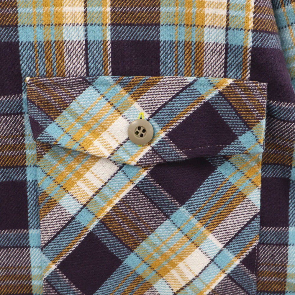 MLVINCE(メルヴィンス) フロントポケット 長袖ネルシャツ チェックシャツ マルチカラー