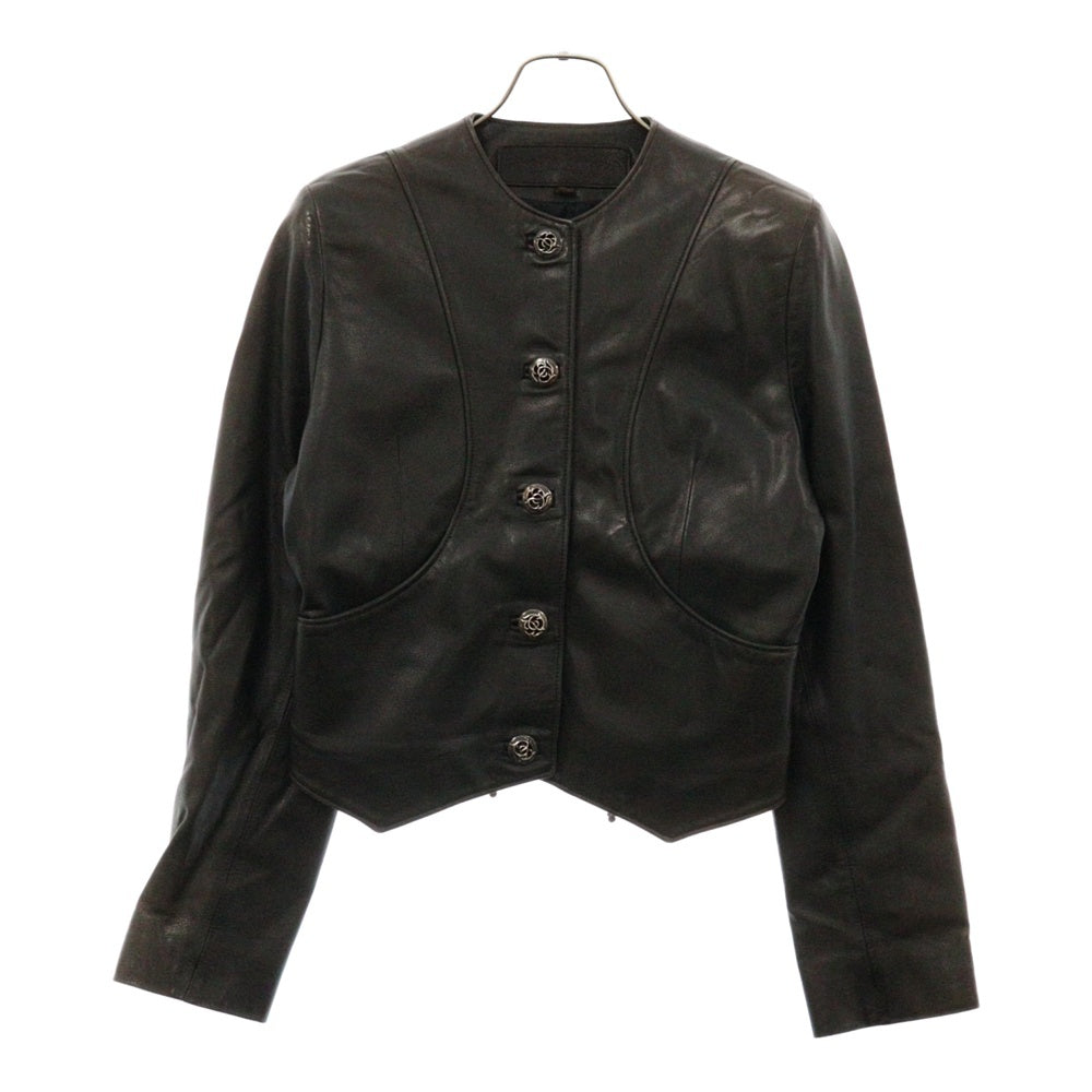CHROME HEARTS(クロムハーツ) FLORAL フローラルボタン レザージャケット ブラック/シルバー レディース