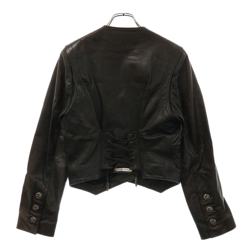 CHROME HEARTS(クロムハーツ) FLORAL フローラルボタン レザージャケット ブラック/シルバー レディース