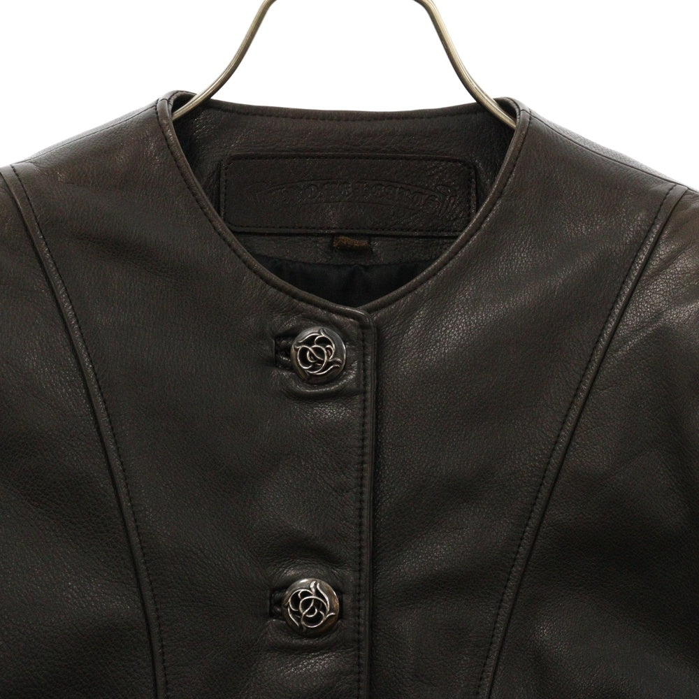 CHROME HEARTS(クロムハーツ) FLORAL フローラルボタン レザージャケット ブラック/シルバー レディース