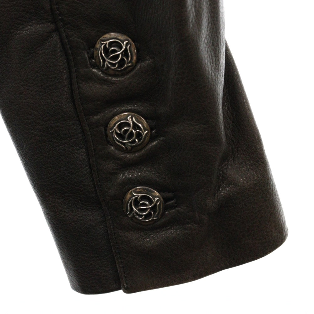 CHROME HEARTS(クロムハーツ) FLORAL フローラルボタン レザージャケット ブラック/シルバー レディース