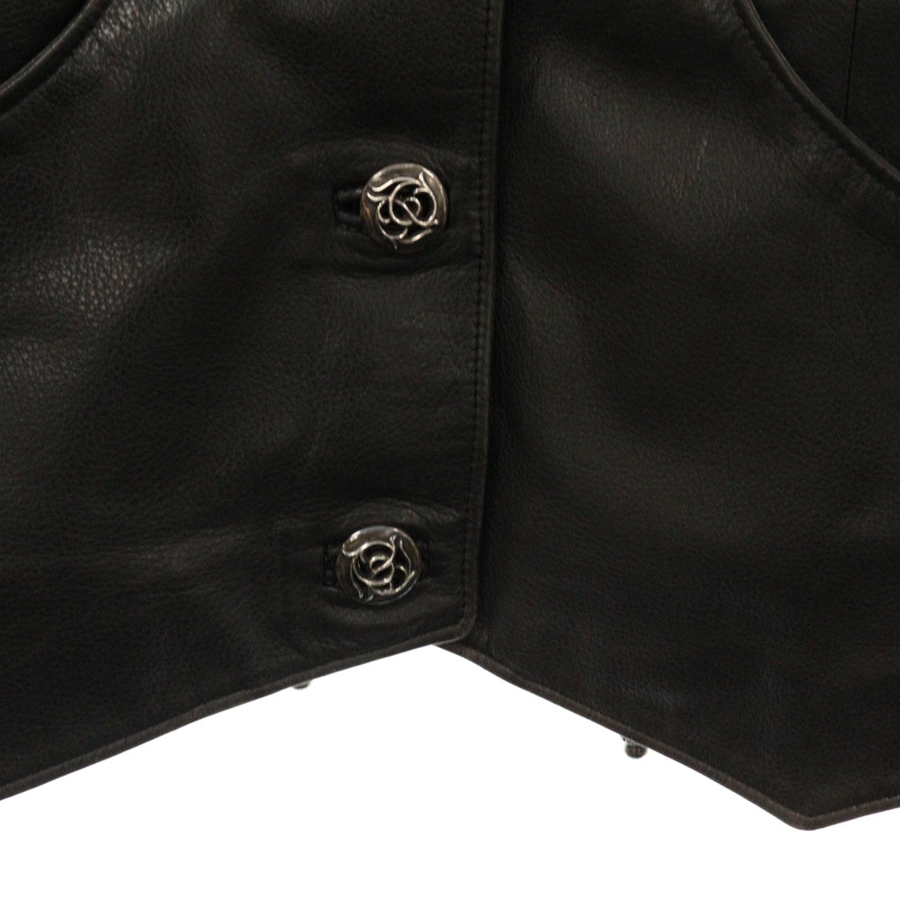 CHROME HEARTS(クロムハーツ) FLORAL フローラルボタン レザージャケット ブラック/シルバー レディース