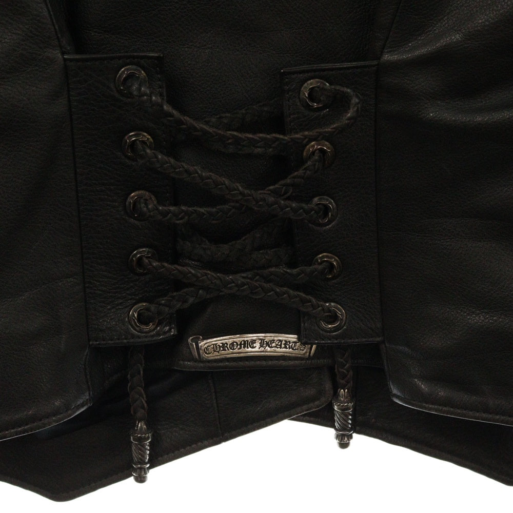 CHROME HEARTS(クロムハーツ) FLORAL フローラルボタン レザージャケット ブラック/シルバー レディース