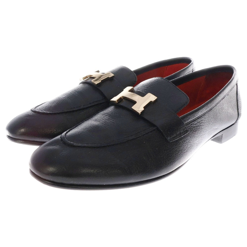 HERMES(エルメス) モカシン レザーローファー レディース ブラック