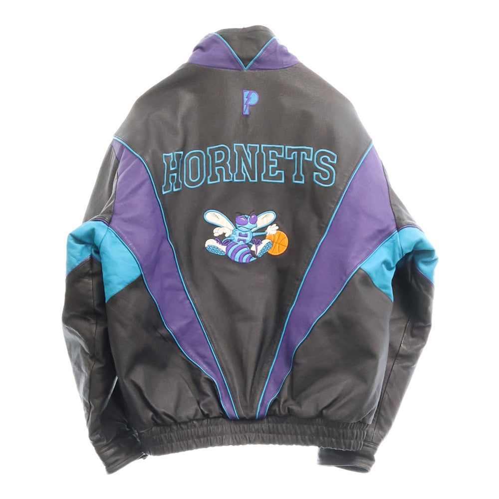 NO BRAND(ノーブランド) PRO PLAYER NBA HORNETS NBAホーネッツ レザージャケット ブラック/マルチカラー