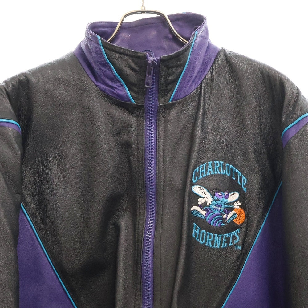 NO BRAND(ノーブランド) PRO PLAYER NBA HORNETS NBAホーネッツ レザージャケット ブラック/マルチカラー