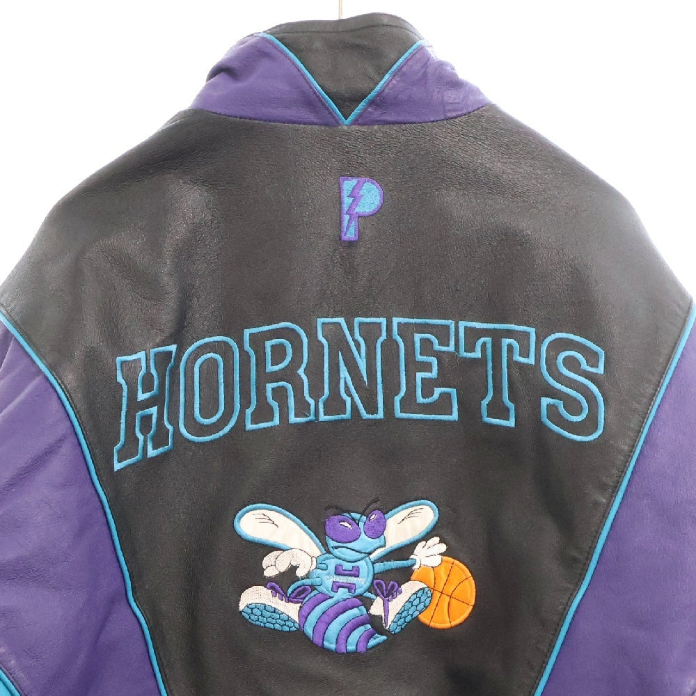 NO BRAND(ノーブランド) PRO PLAYER NBA HORNETS NBAホーネッツ レザージャケット ブラック/マルチカラー