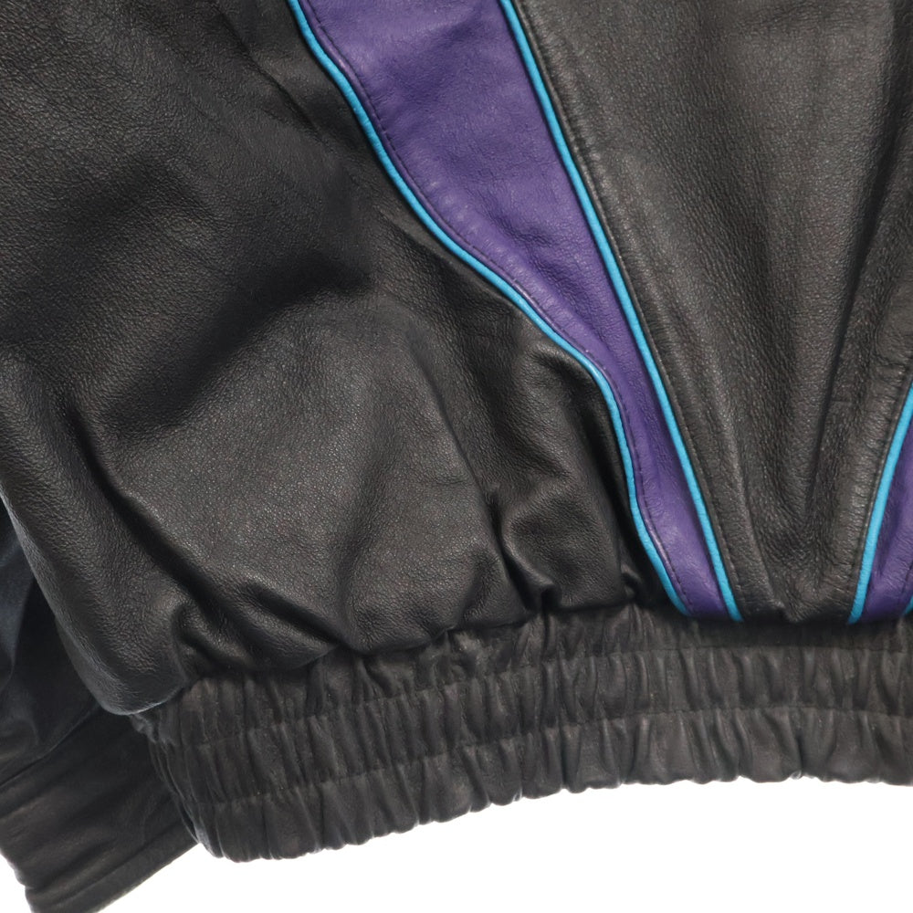 NO BRAND(ノーブランド) PRO PLAYER NBA HORNETS NBAホーネッツ レザージャケット ブラック/マルチカラー