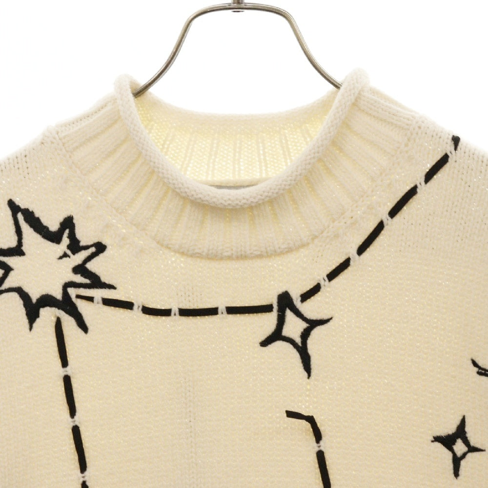 DIOR(ディオール) 23AW Concelation Embroidery Knit Sweater 星座ロゴ刺繍 ウールブレンド ジャージー 長袖ニットセーター アイボリー 393M645AT611