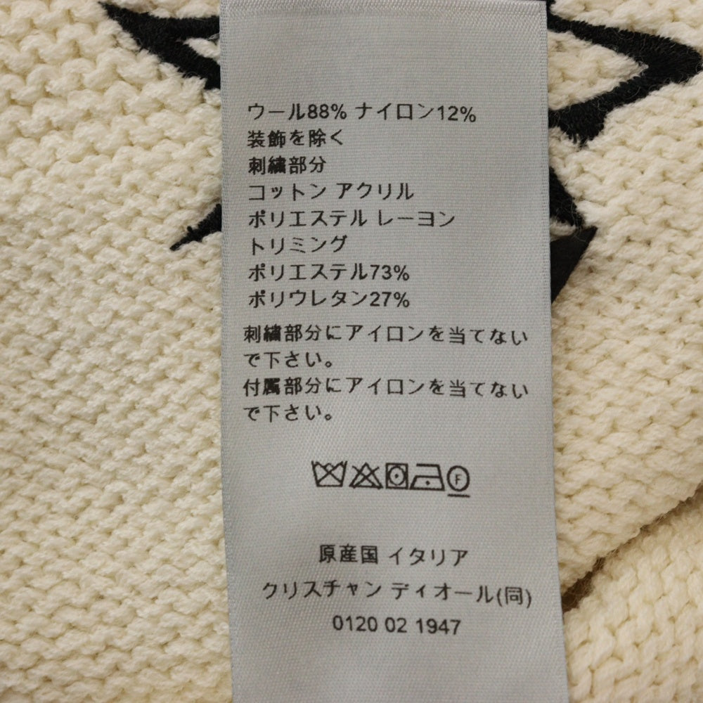 DIOR(ディオール) 23AW Concelation Embroidery Knit Sweater 星座ロゴ刺繍 ウールブレンド ジャージー 長袖ニットセーター アイボリー 393M645AT611
