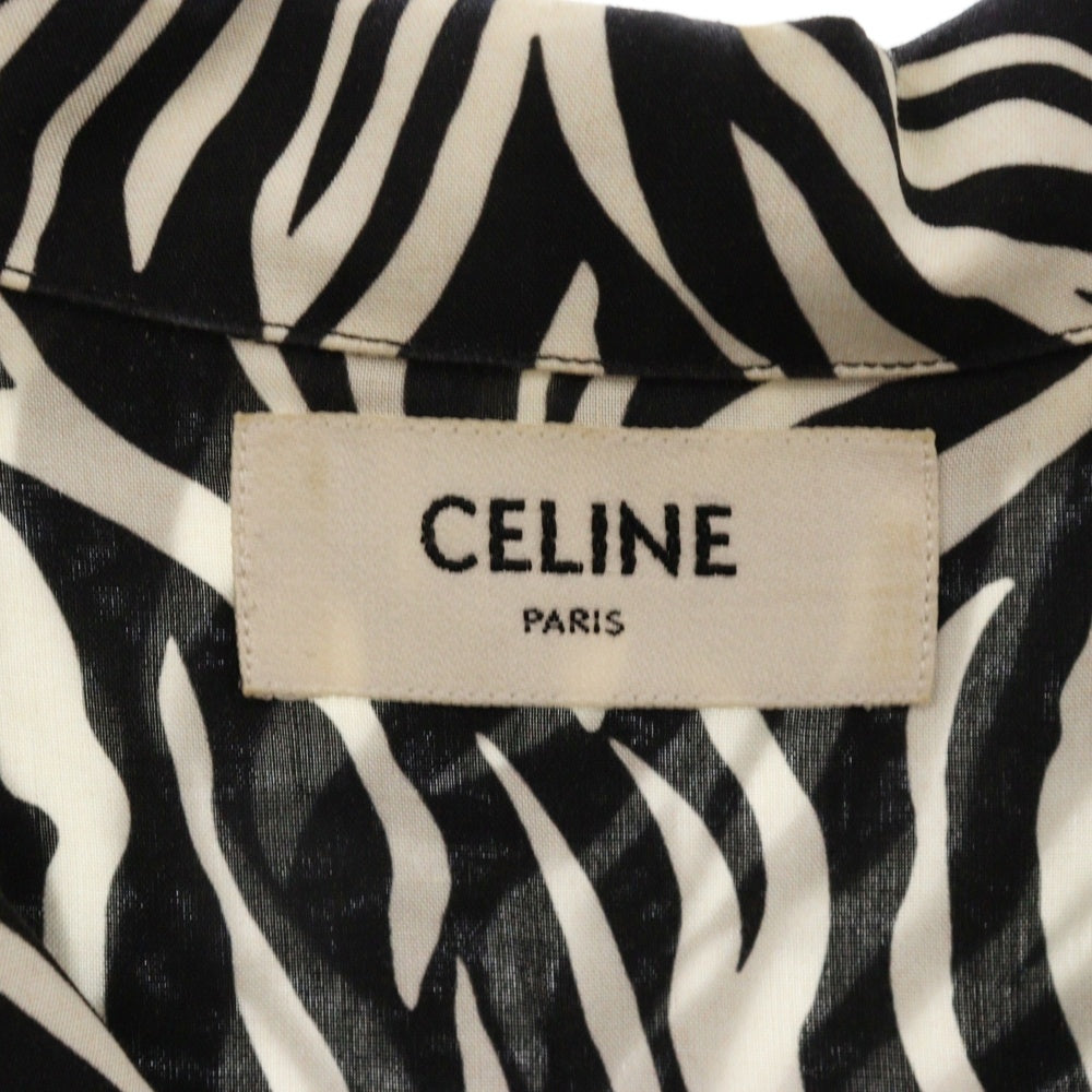 CELINE(セリーヌ) 20SS ゼブラ柄 オープンカラー半袖シャツ レディース ブラック/ホワイト 2C036843H
