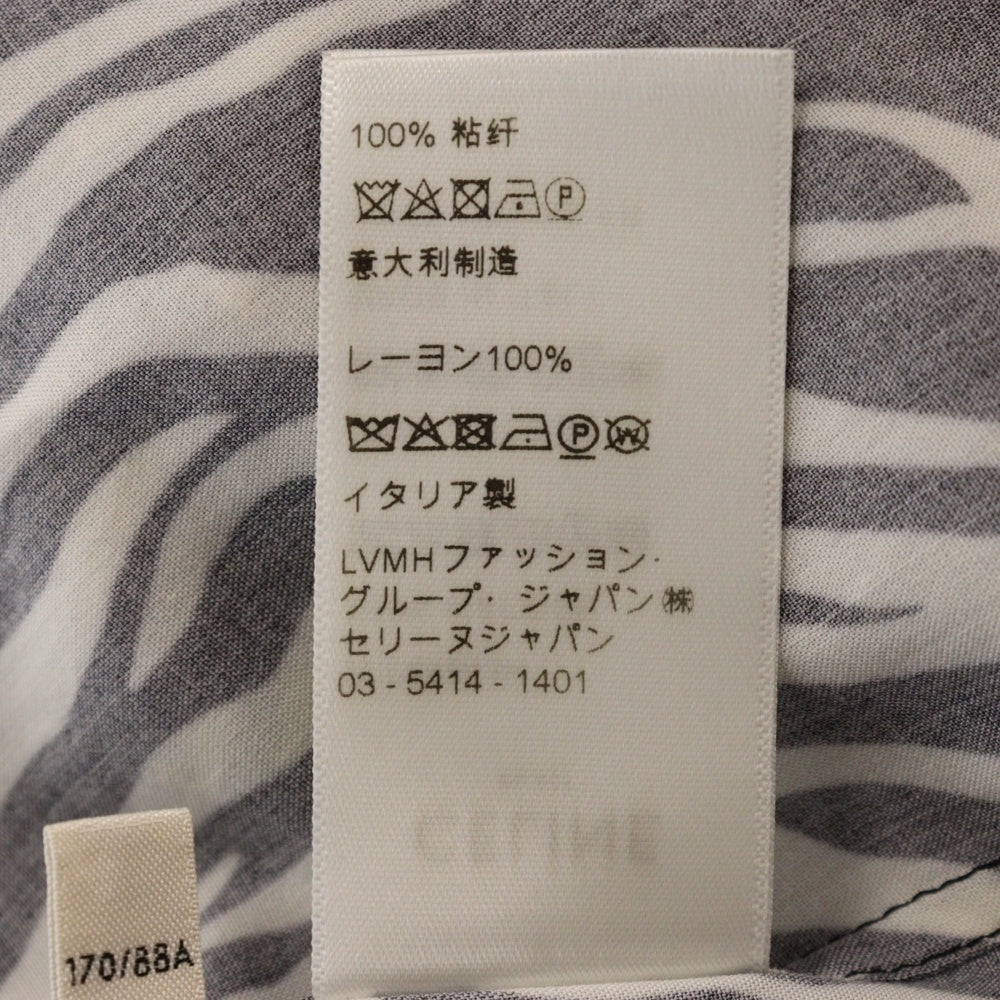 CELINE(セリーヌ) 20SS ゼブラ柄 オープンカラー半袖シャツ レディース ブラック/ホワイト 2C036843H