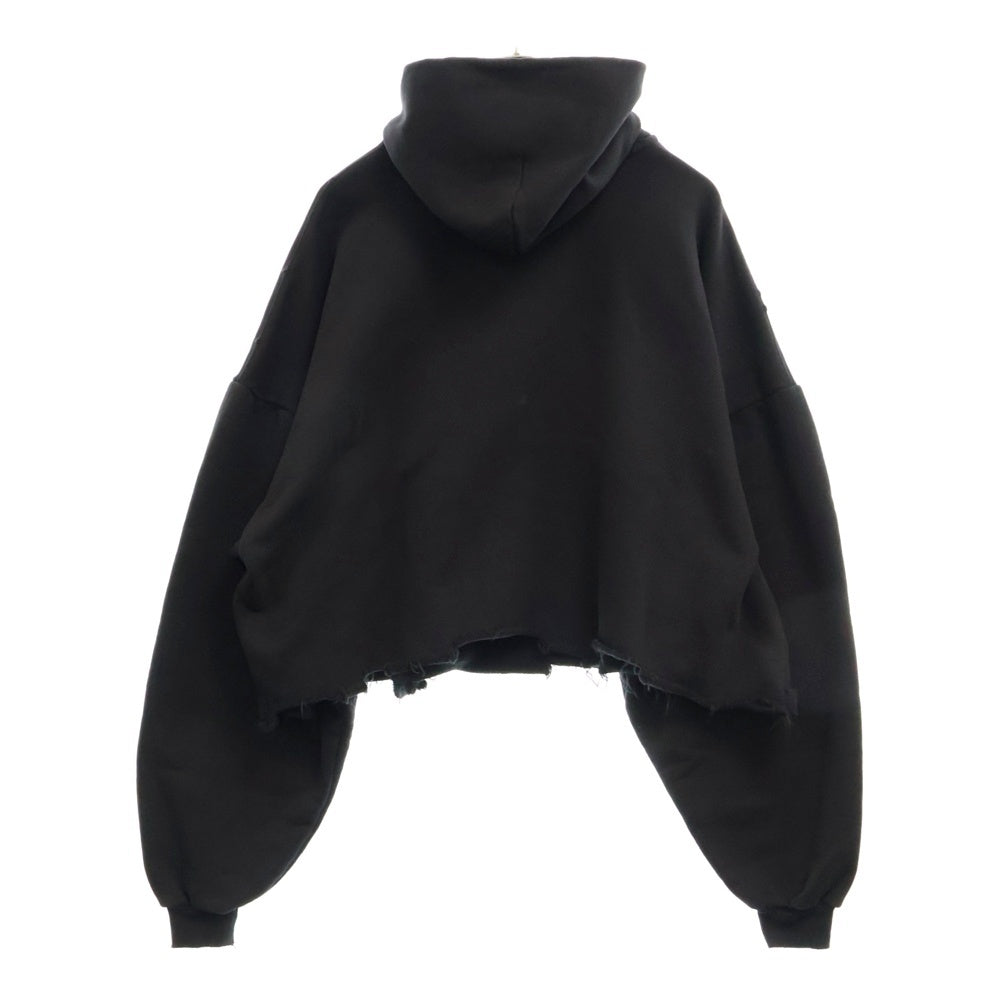 BALENCIAGA(バレンシアガ) 24AW Cropped Hoodie フロントプリントロゴ クロップドパーカー レディース ブラック/ブルー 783397 TRVC3