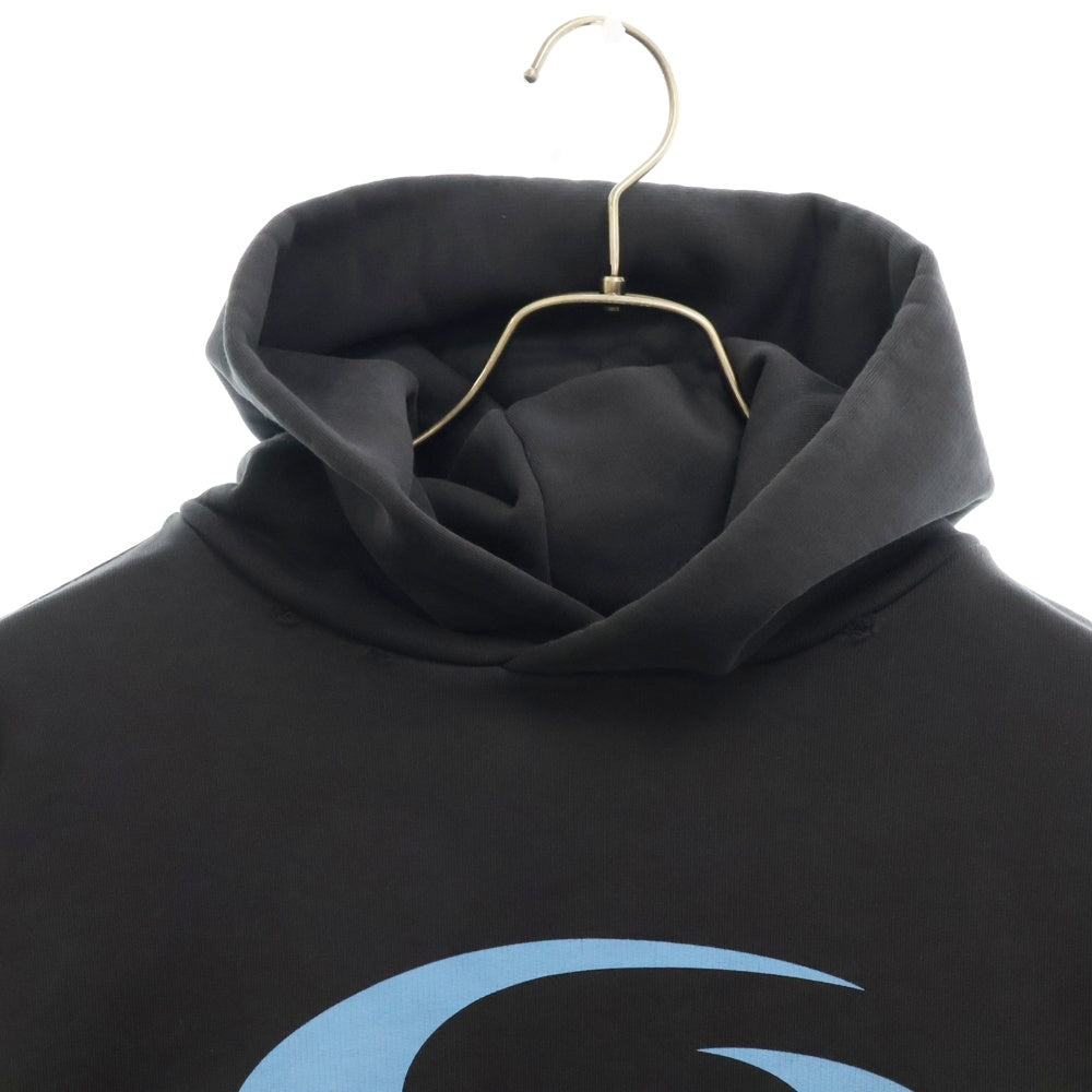 BALENCIAGA(バレンシアガ) 24AW Cropped Hoodie フロントプリントロゴ クロップドパーカー レディース ブラック/ブルー 783397 TRVC3