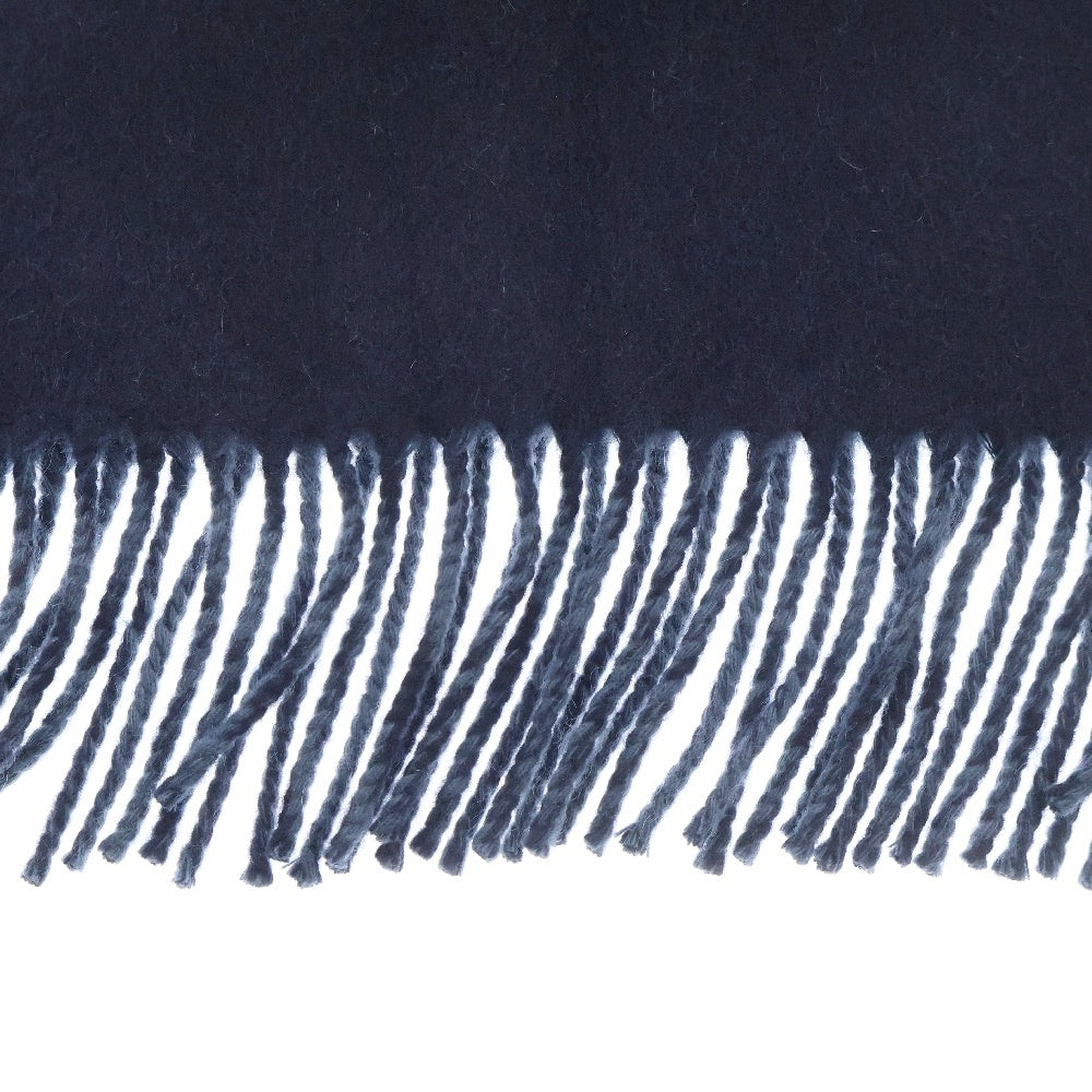 HERMES(エルメス) レクトヴェルソ ロゴ刺繍 マフラー ネイビー/ブルー