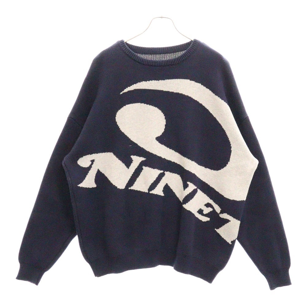 9090(ナインティナインティ) Big Heisei Logo Crewneck Knit 平成ロゴ クルーネック ニット ネイビー NN1611