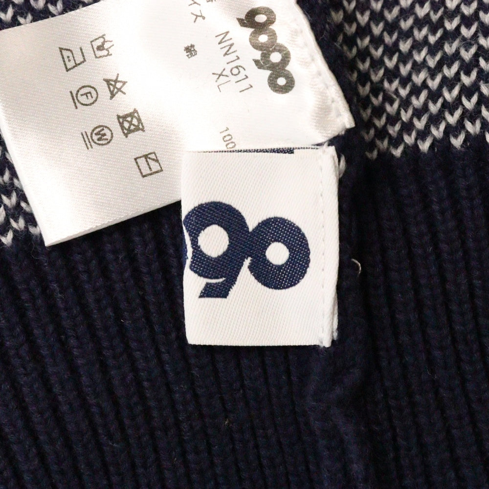 9090(ナインティナインティ) Big Heisei Logo Crewneck Knit 平成ロゴ クルーネック ニット ネイビー NN1611