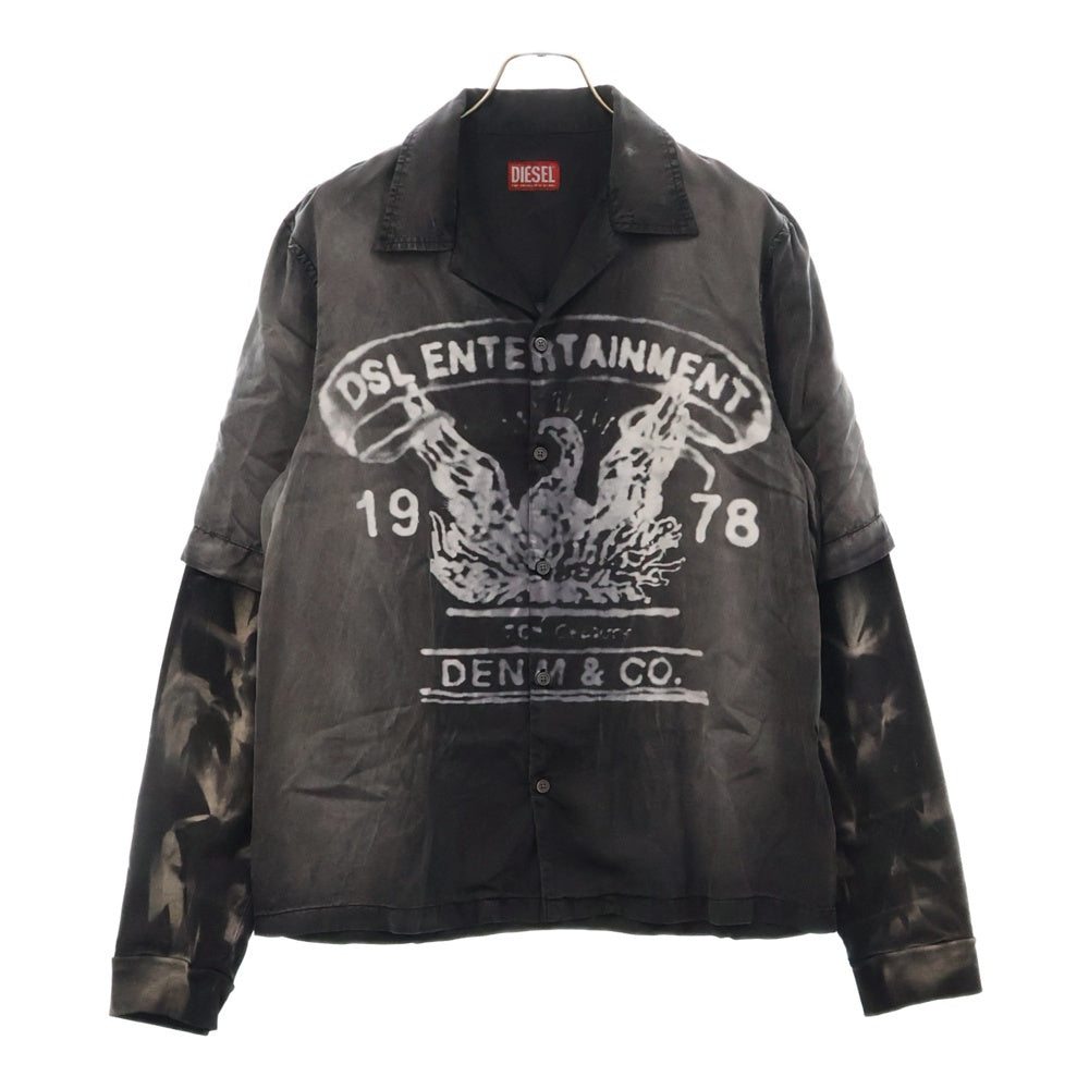 DIESEL(ディーゼル) 24SS Faded Bowling Shirt With Logo Graphic 長袖シャツ ブラックA15072