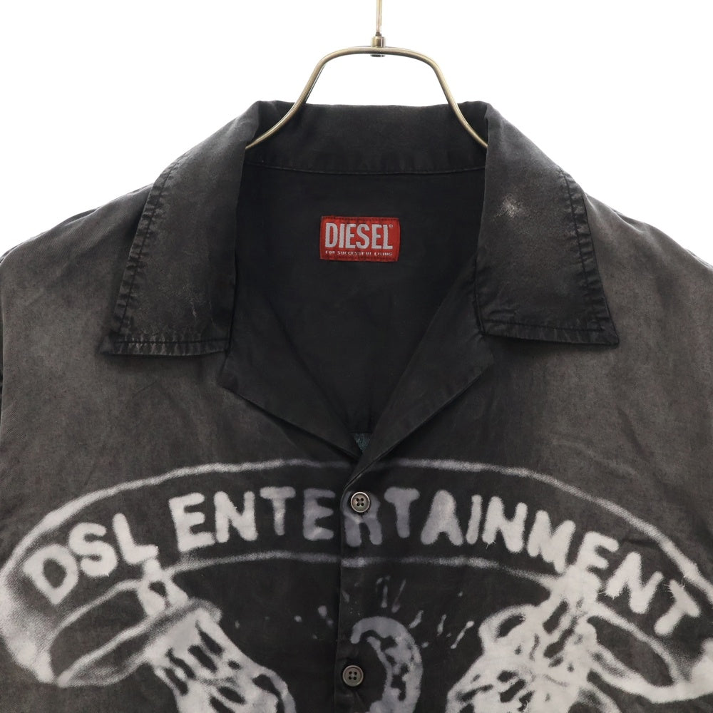 DIESEL(ディーゼル) 24SS Faded Bowling Shirt With Logo Graphic 長袖シャツ ブラックA15072