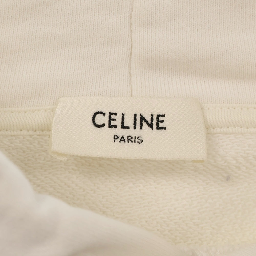 CELINE(セリーヌ) ルーズ コットンフリース ロゴドロー プルオーバーパーカー ホワイト 2Y468670Q 01QI