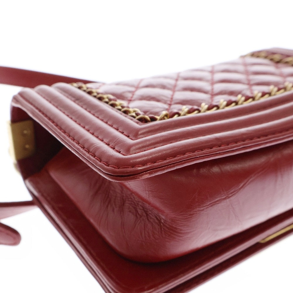 CHANEL(シャネル) ボーイシャネル ココマーク カーフスキン チェーンショルダーバッグ レッド