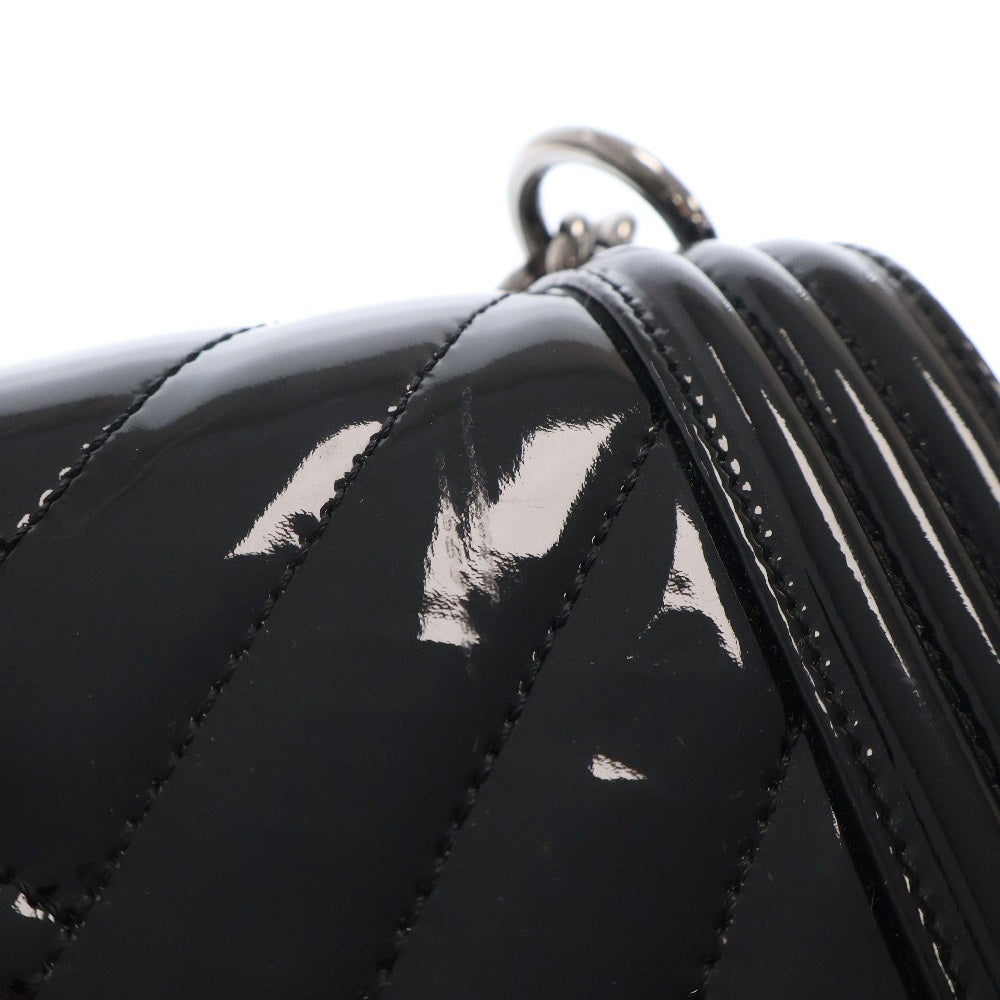 CHANEL(シャネル) ボーイシャネル ココマーク パテントレザー チェーンショルダーバッグ ブラック A90191