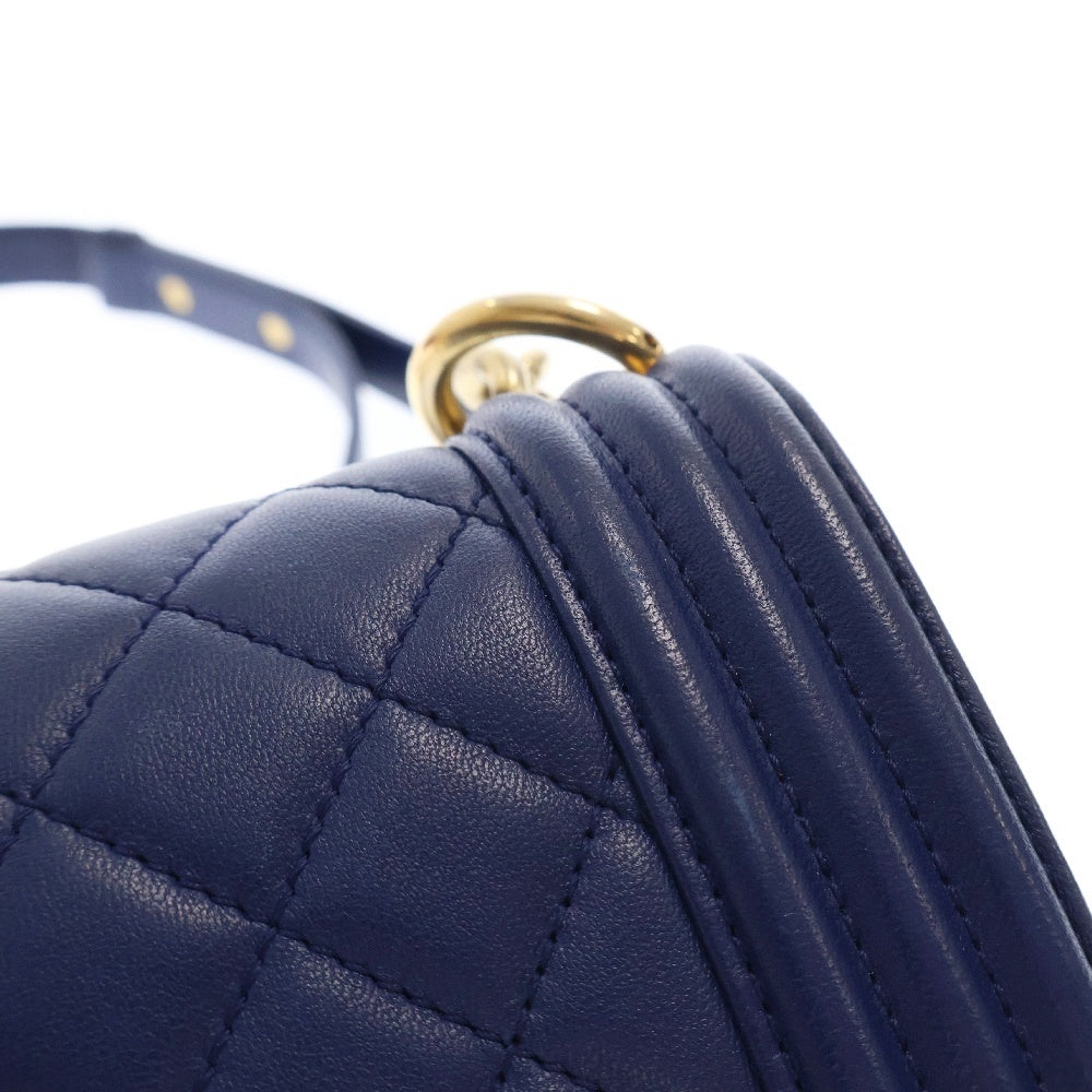 CHANEL(シャネル) ボーイシャネル ココマーク ラムスキン チェーンショルダーバッグ ブルー A67685