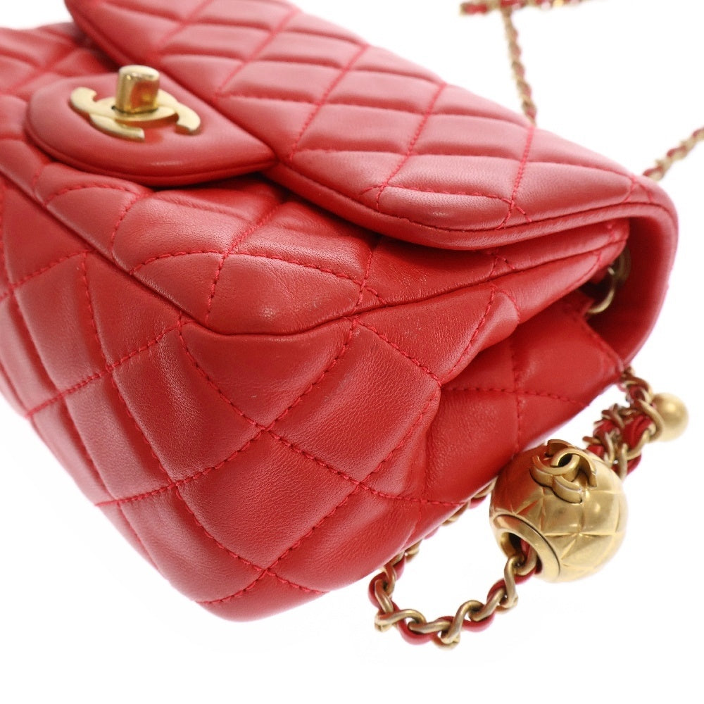 CHANEL(シャネル) ミニマトラッセ ココマーク チェーンショルダーバッグ レッド AS1786