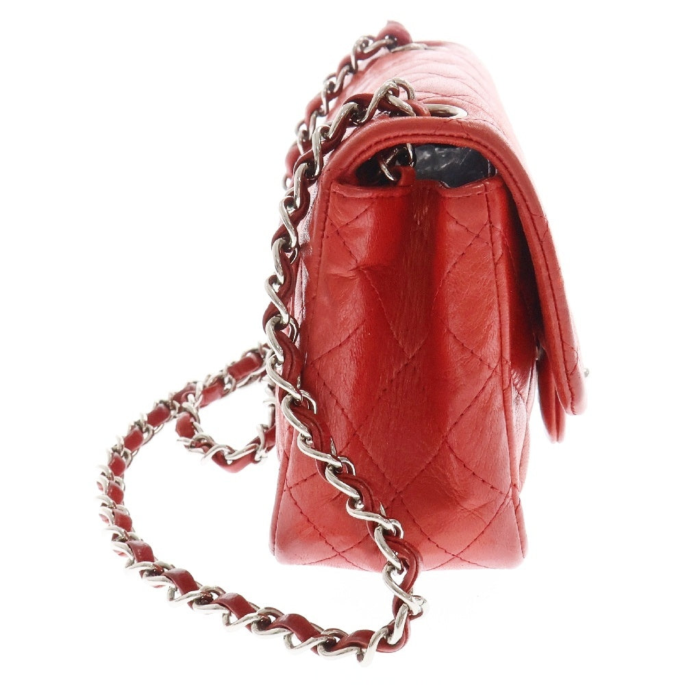 CHANEL(シャネル) ミニマトラッセ ココマーク ラムスキン チェーンショルダーバッグ レッド A35200