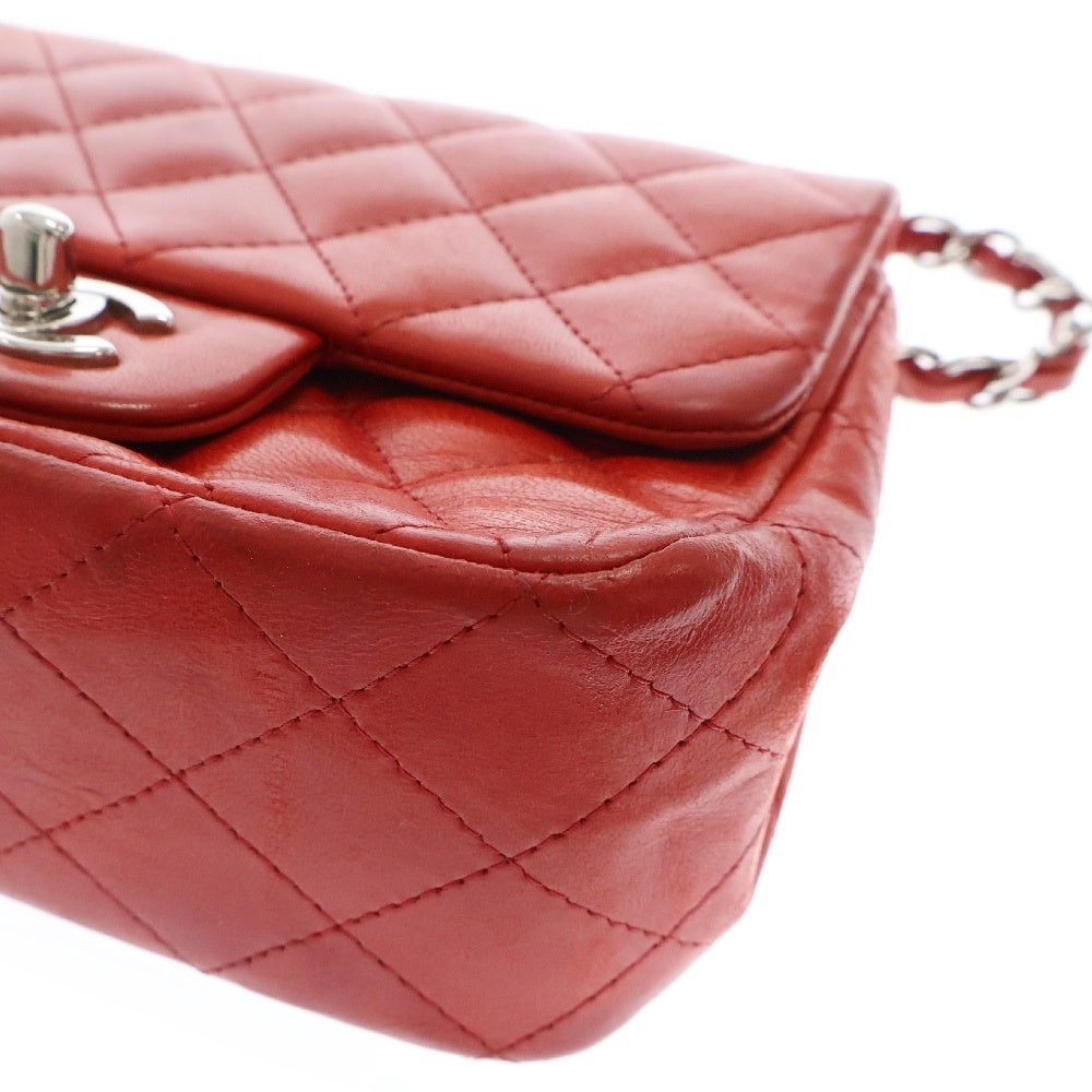 CHANEL(シャネル) ミニマトラッセ ココマーク ラムスキン チェーンショルダーバッグ レッド A35200