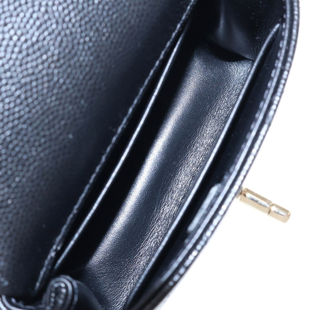 CHANEL(シャネル) マトラッセ ココマーク キャビアスキン 2WAY トップハンドル チェーンショルダーバッグ ブラック