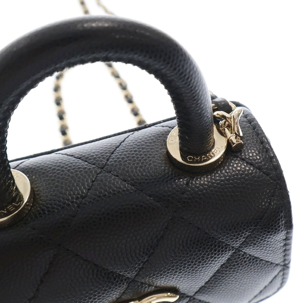 CHANEL(シャネル) マトラッセ ココマーク キャビアスキン 2WAY トップハンドル チェーンショルダーバッグ ブラック