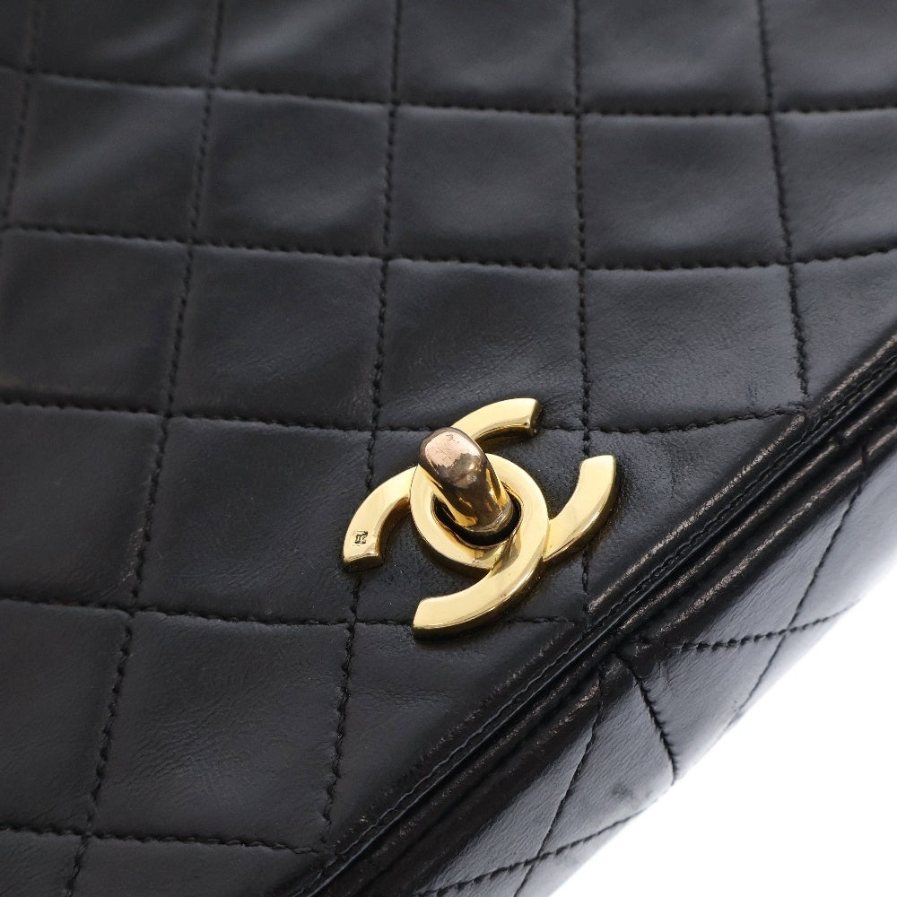 CHANEL(シャネル) ヴィンテージ マトラッセ ココマーク チェーンショルダーセカンドバッグ ブラック