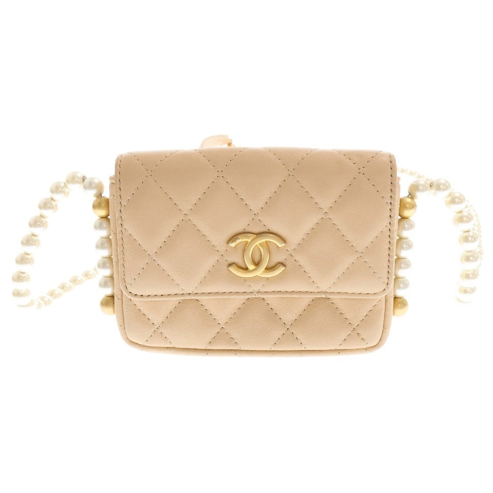 CHANEL(シャネル) ミニミニマトラッセ ココマーク ラムスキン パールチェーンショルダーバッグ レディース アイボリー AP2185